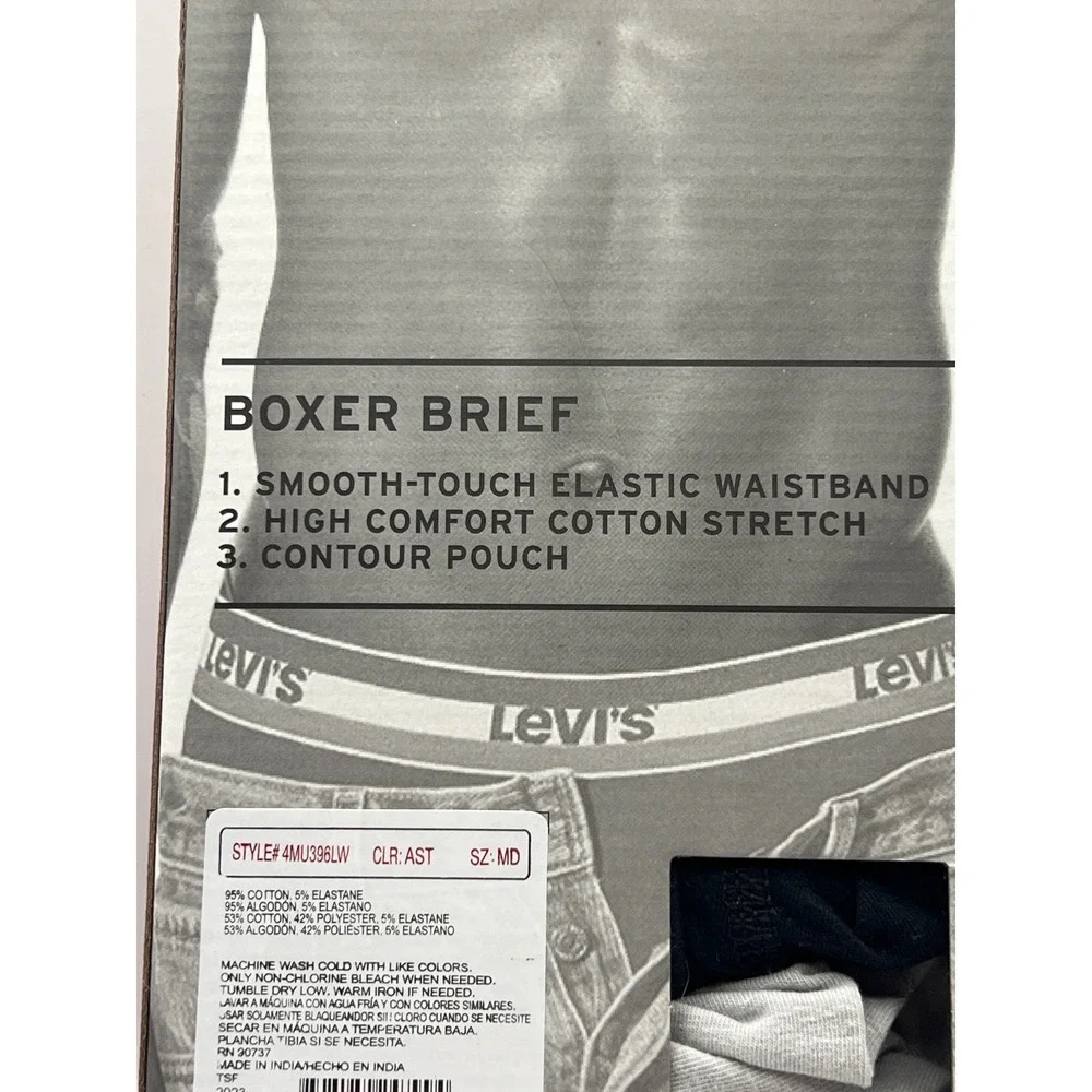 Levis Mens Boxer Briefs‎ 4-Pack Medium Underwear Cotton Stretch Colors Assorted